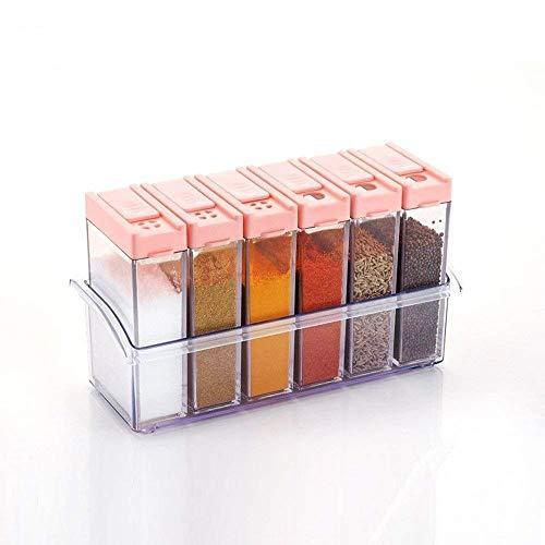 122 Plastic Spice Jars (6 pcs, 14x22x8cm, Multicolour) DeoDap