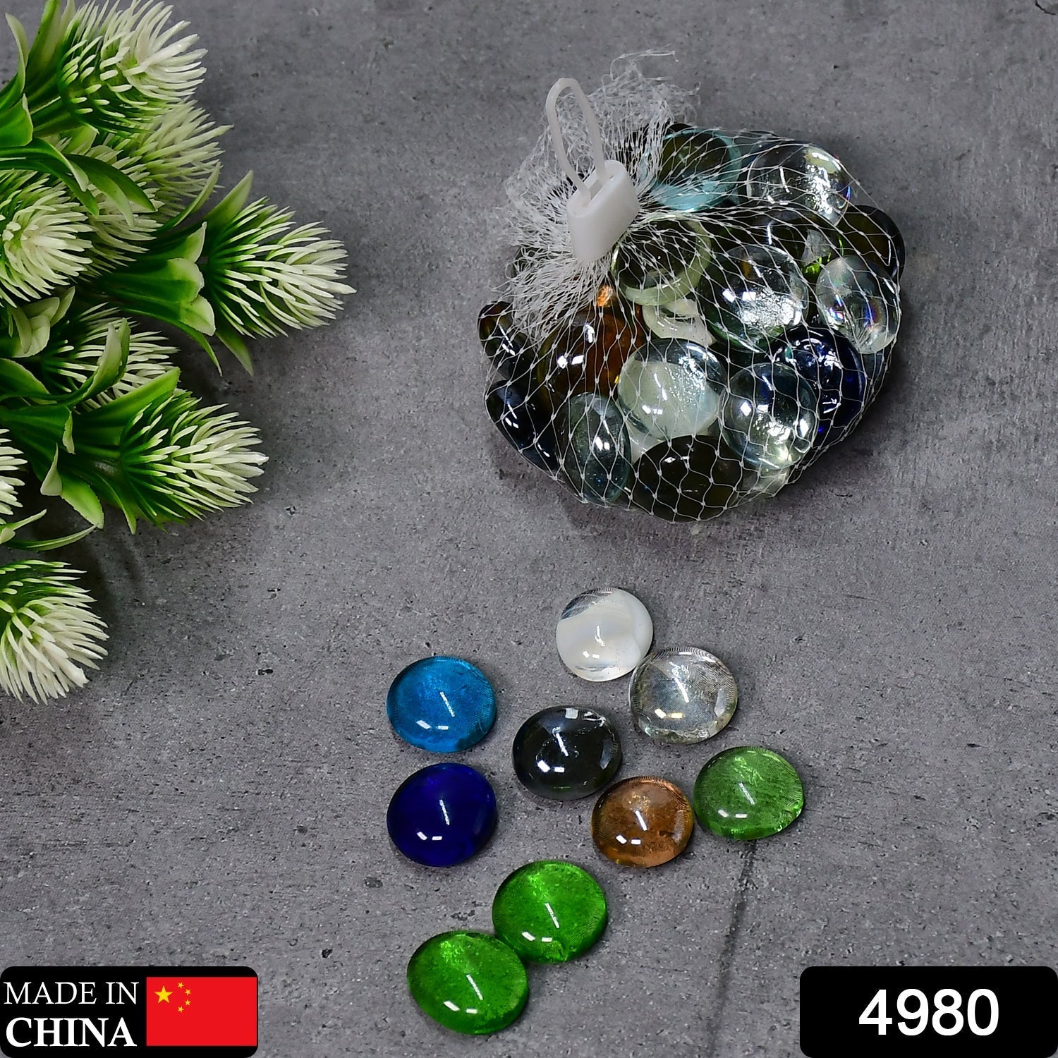 4980 Glass Gem Stone, Flat Round Marbles Pebbles for Vase Fillers, Attractive pebbles for Aquarium Fish Tank. DeoDap