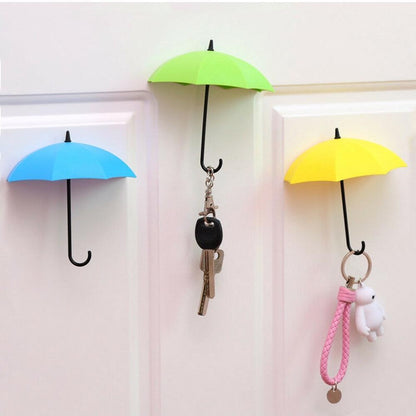 486_3pcs/set Cute Umbrella Wall Mount Key Holder Wall Hook Hanger Organizer Durable Wall hooks bathroom kitchen Umbrella Wall Hook DeoDap