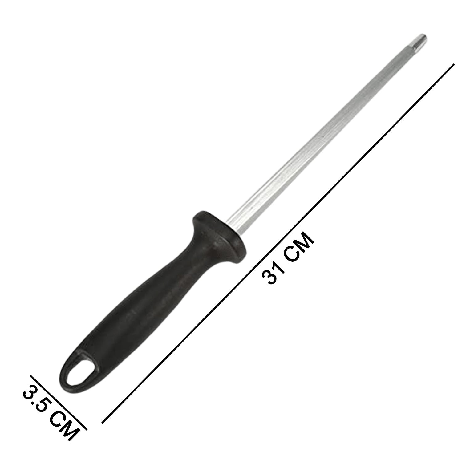 2442 Stainless Steel Kitchen Sharpening Rod, Sharpener Knife, Lightweight Sturdy and Durable for Kitchen DeoDap