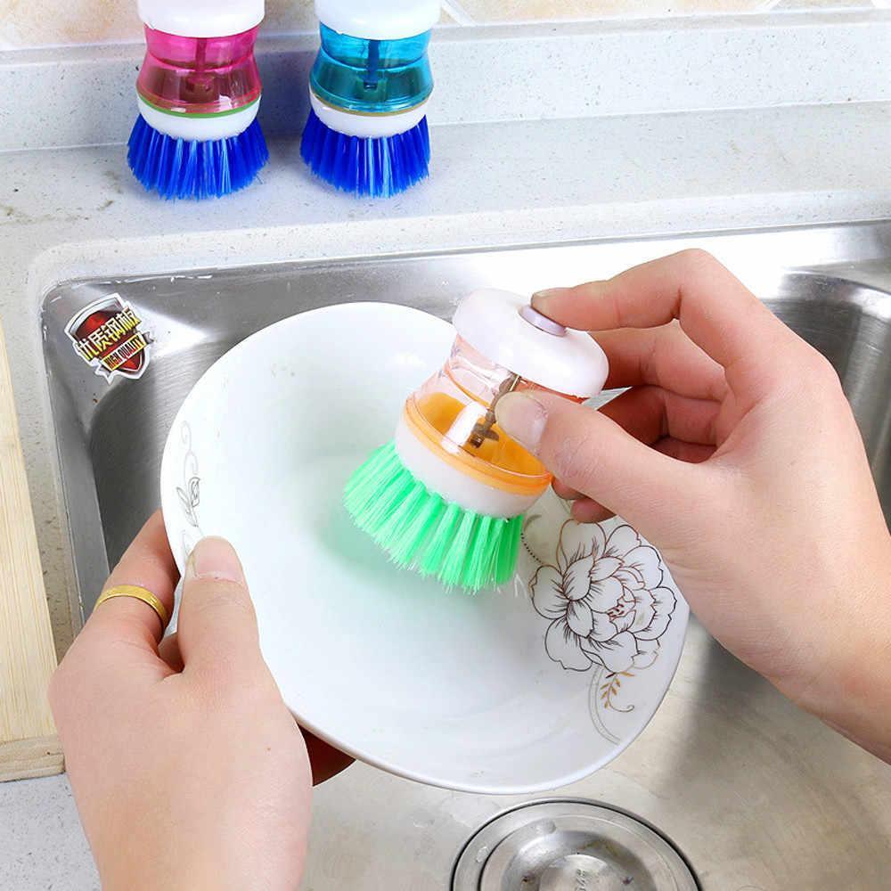 159 Plastic Wash Basin Brush Cleaner with Liquid Soap Dispenser (Multicolour) DeoDap