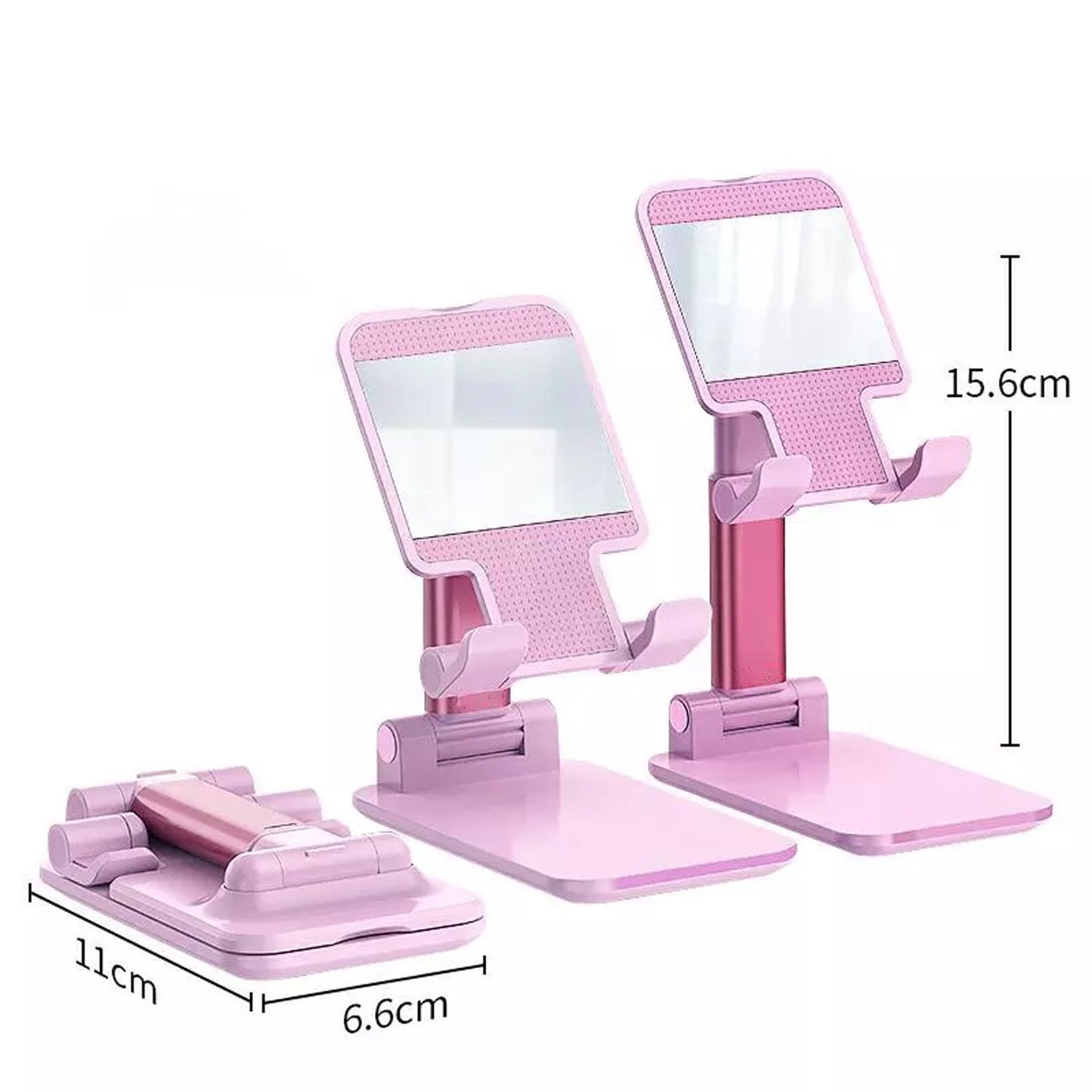 6636 Desktop Cell Phone Stand Phone Holder with mirror Full 3-Way Adjustable Phone Stand for Desk Height + Angles Perfect As Desk Organizers and Accessories. DeoDap