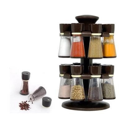 103 Revolving Plastic Spice Rack Masala Organiser (16 Pcs) DeoDap