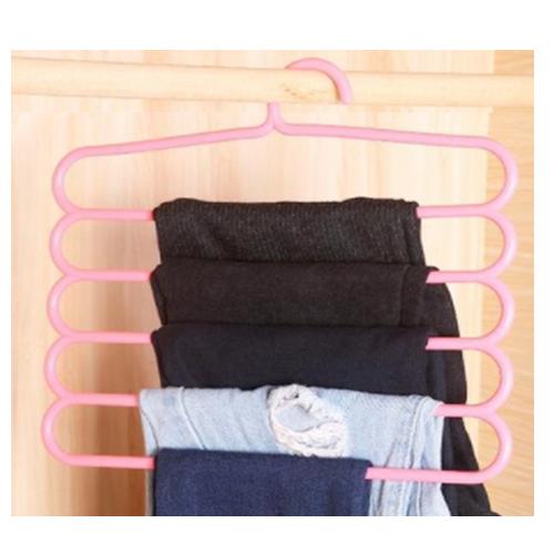 1541 Premium Wardrobe Storage Organizer 5 in 1 Multipurpose Plastic Hanger, Assorted (5) DeoDap