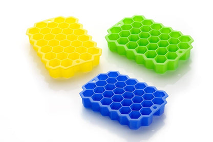 7161 Flexible Silicone Honeycomb Design 37 cavity Ice Cube Moulds Trays Small Cubes For Whiskey Tray For Fridge (Multicolor) DeoDap