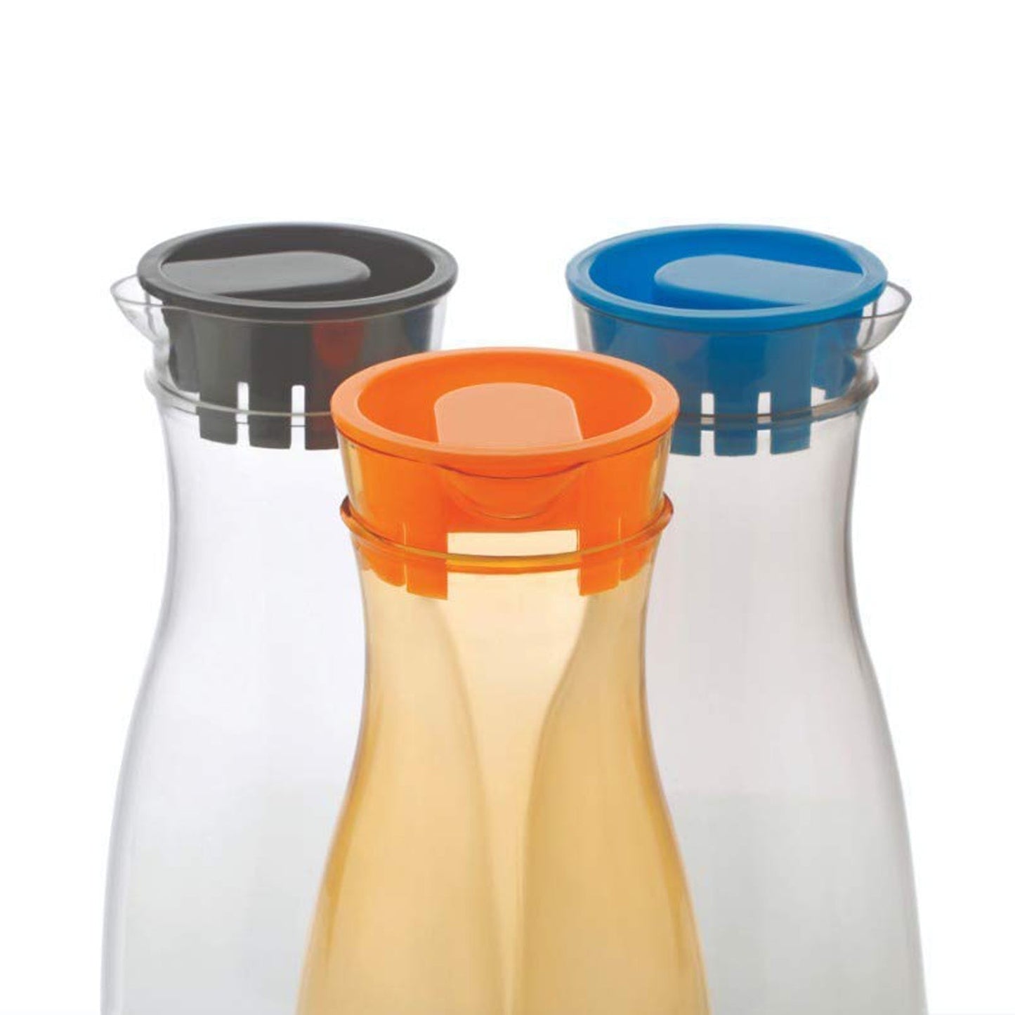 2252 1 Litre Water Juice Milk Jug with Lid Transparent (Multi Colour) DeoDap