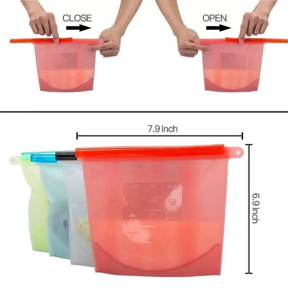 1080 Reusable Silicone Airtight Leakproof Food Storage Bag - 1 ltr DeoDap