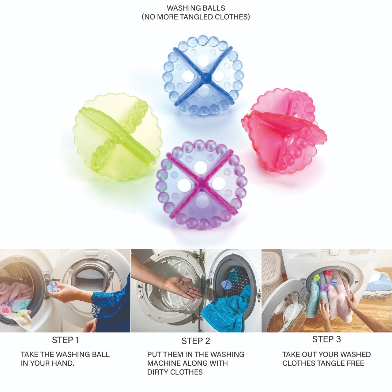 205 Laundry Washing Ball, Wash Without Detergent (4pcs) DeoDap