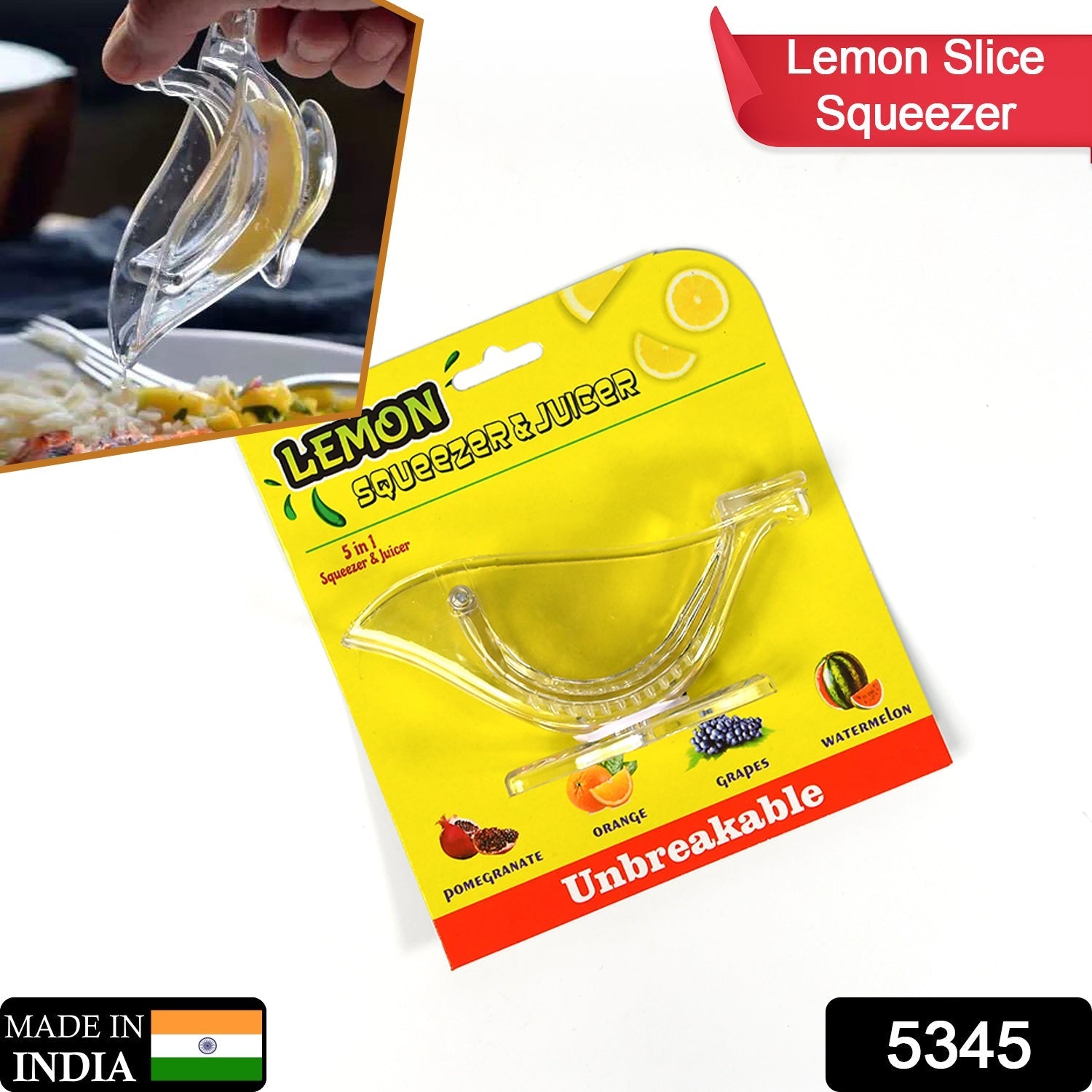 5345 Manual Lemon Slice Squeezer, Portable Transparent Fruit Juicer, Orange Citrus Manual Bird Shape Hand Juicer for Orange Lemon Lime,for Kitchen (Card Packing) DeoDap