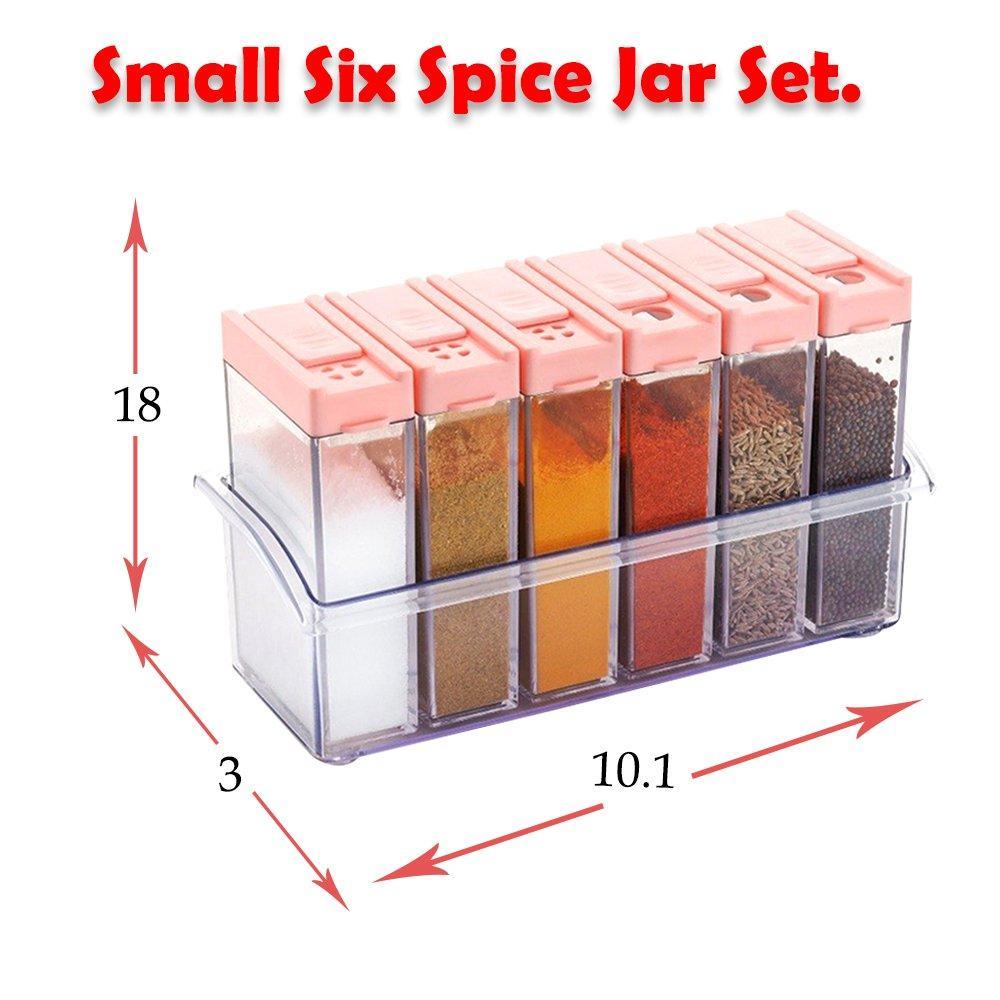 122 Plastic Spice Jars (6 pcs, 14x22x8cm, Multicolour) DeoDap