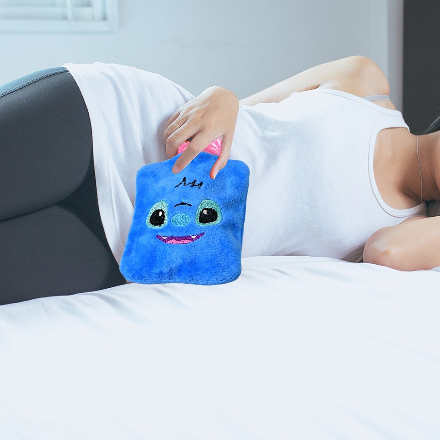 6512 Blue Stitch small Hot Water Bag with Cover for Pain Relief, Neck, Shoulder Pain and Hand, Feet Warmer, Menstrual Cramps. DeoDap