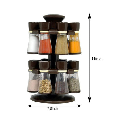 103 Revolving Plastic Spice Rack Masala Organiser (16 Pcs) DeoDap