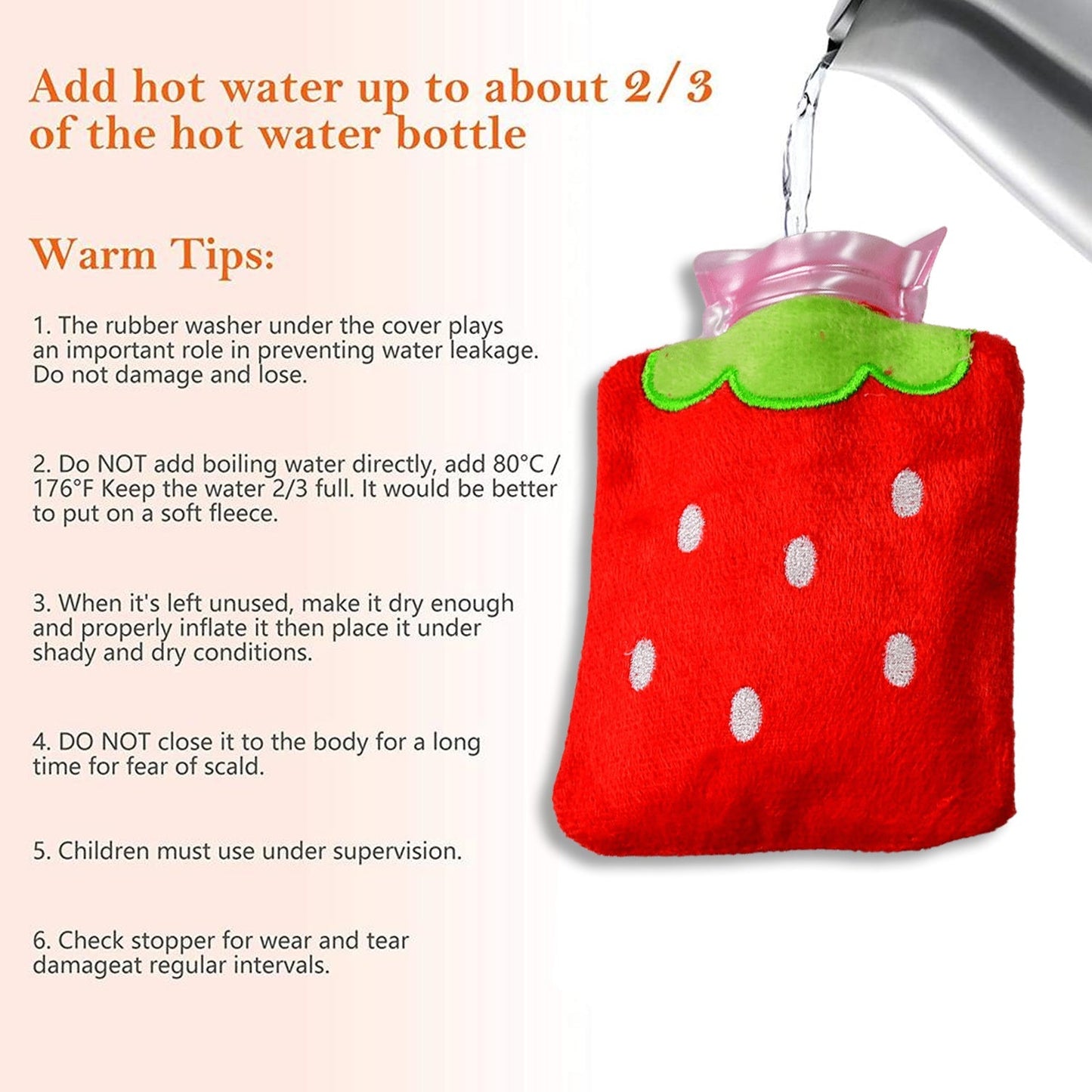 6516 Strawberry small Hot Water Bag with Cover for Pain Relief, Neck, Shoulder Pain and Hand, Feet Warmer, Menstrual Cramps. DeoDap