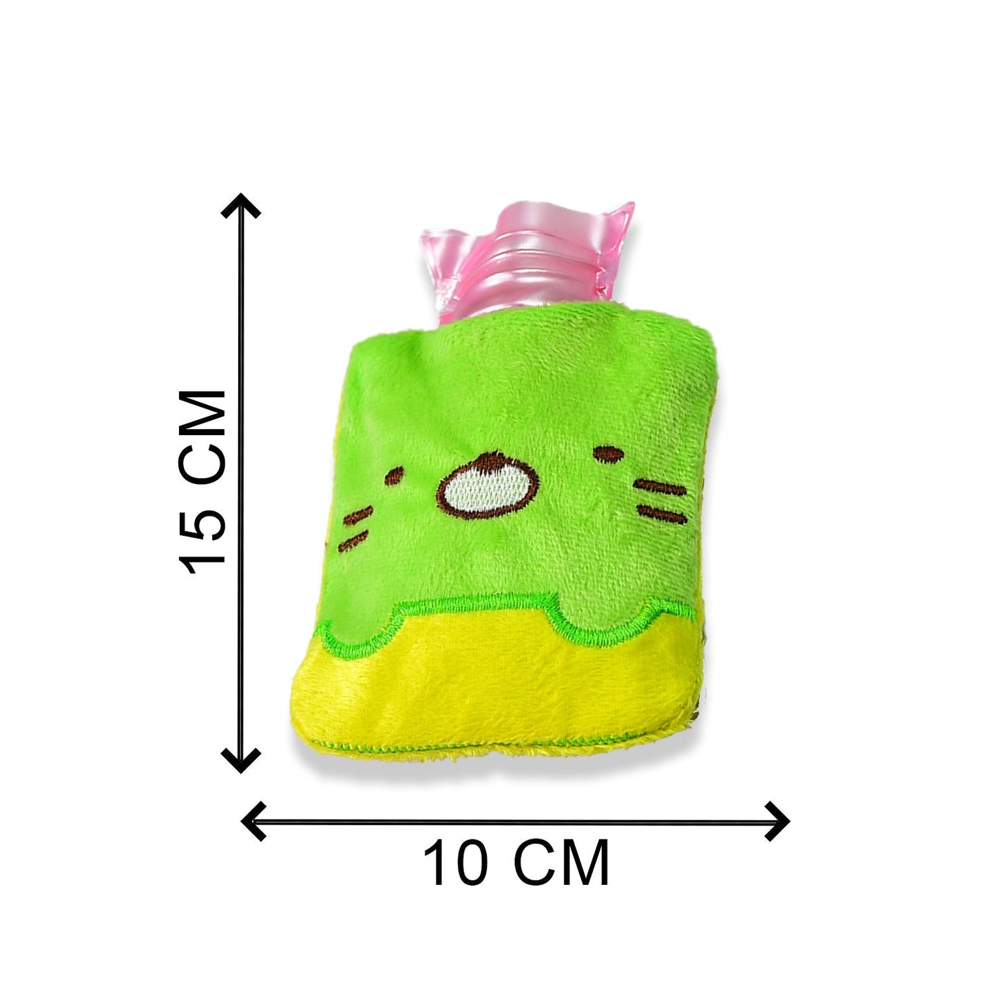 6514 Green Kitty small Hot Water Bag with Cover for Pain Relief, Neck, Shoulder Pain and Hand, Feet Warmer, Menstrual Cramps. DeoDap