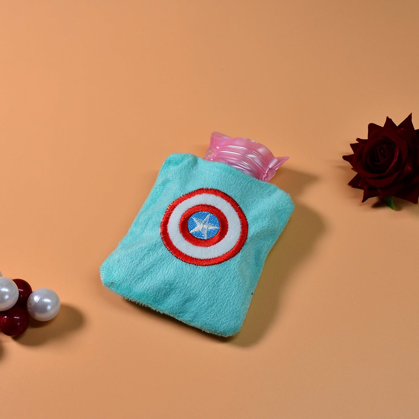 6517 Captain America's Shield small Hot Water Bag with Cover for Pain Relief, Neck, Shoulder Pain and Hand, Feet Warmer, Menstrual Cramps. DeoDap