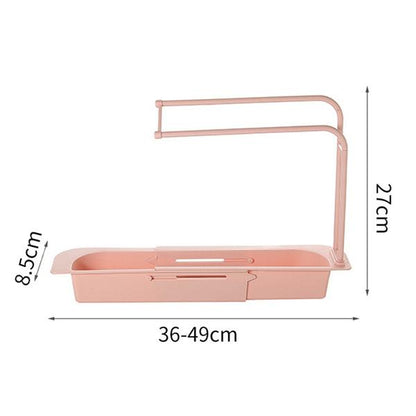 2307 Telescopic Adjustable Faucet Rack Dish Brushes Sponge Storage Shelves Sink Drain DeoDap