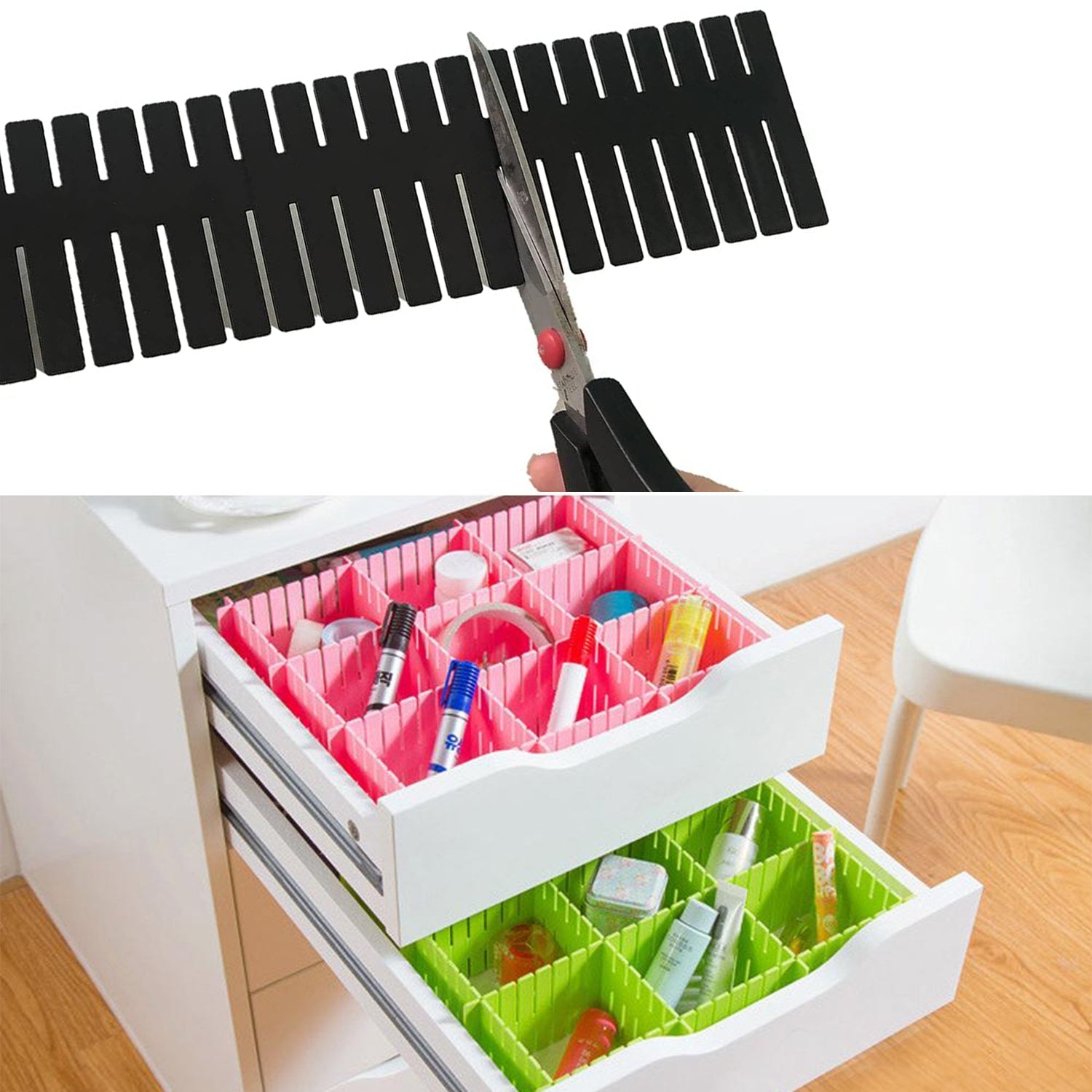 1079A Adjustable Drawer Organizer and Kitchen Board Divider (Pack of 6Pcs) DeoDap