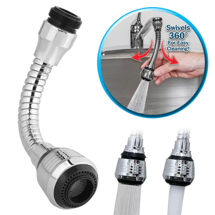 0567a Flexible 360 Degree Stainless Steel Faucet Turbo Flex Sprayer Water Extender for Easy Clean Sink Water Saving Extension Jet Stream Spray Setting Faucet for Kitchen/Bathroom