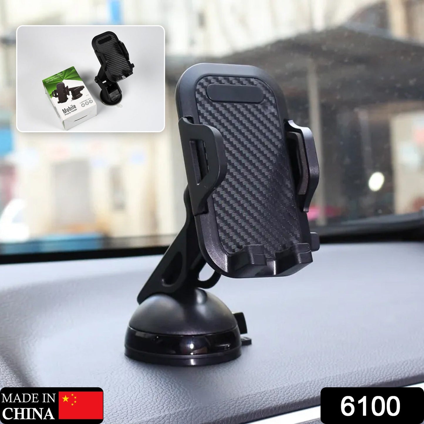 6100 Mobile Phone Holder for Car Mobile Phone Holder Dashboard Windscreen 3 in 1 Smartphone Holder Car DeoDap