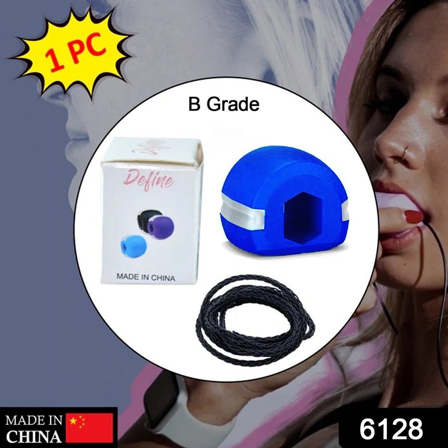 6128 DARK BLUE JAW EXERCISER USED TO GAIN SHARP AND CHISELLED JAWLINE EASILY AND FAST. DeoDap