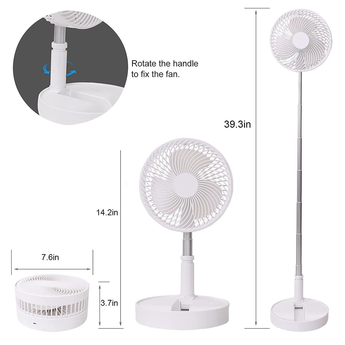 7206 TELESCOPIC ELECTRIC DESKTOP FAN, HEIGHT ADJUSTABLE, FOLDABLE & PORTABLE FOR TRAVEL/CARRY | SILENT TABLE TOP PERSONAL FAN FOR BEDSIDE, OFFICE TABLE DeoDap