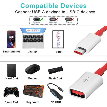 6927 USB Type C OTG Cable Male-Female Adapter Compatible with All C Type Supported Mobile Smartphone and Other Devices.