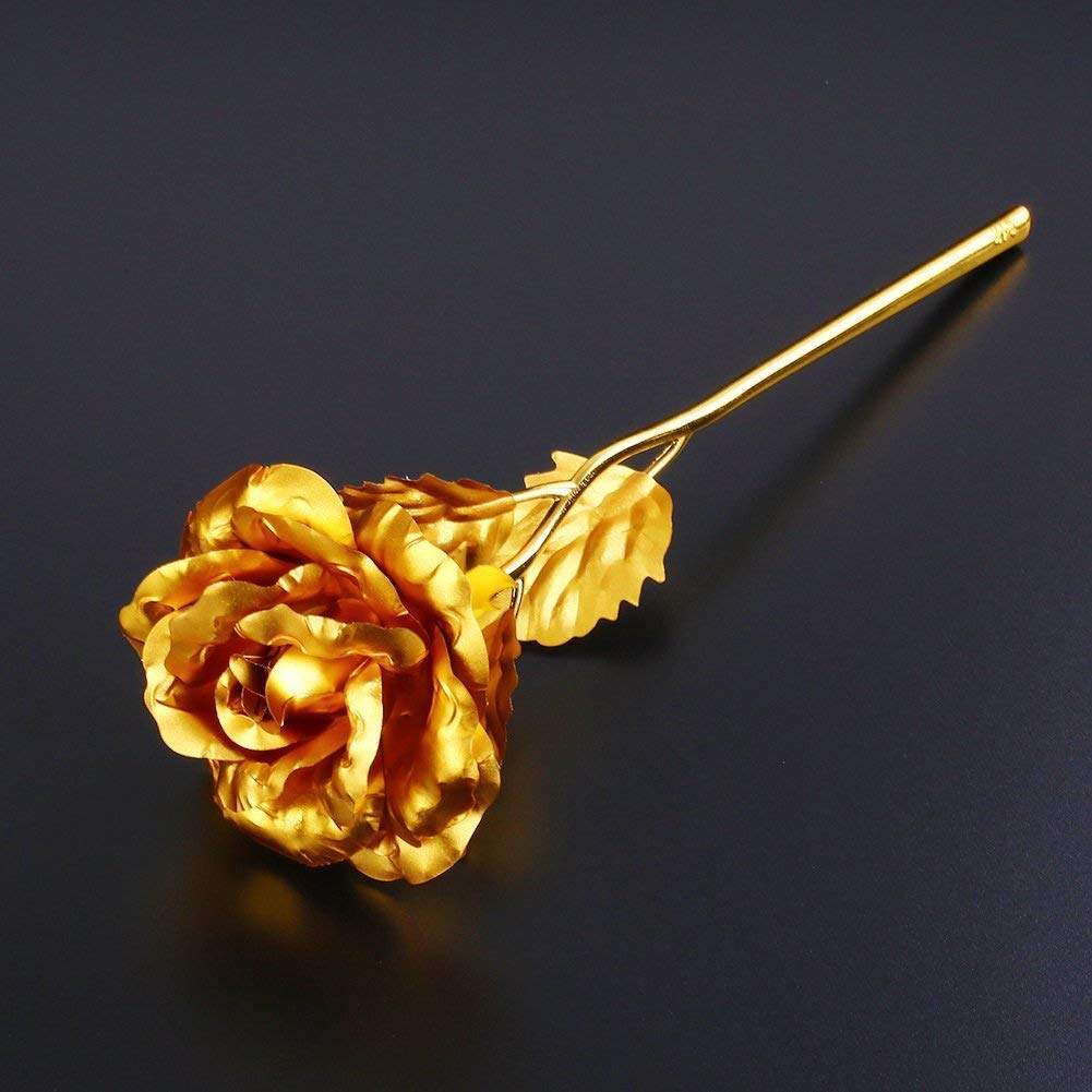 0606 Luxury Decorative Gold Plated Artificial Golden Rose with Premium Box DeoDap