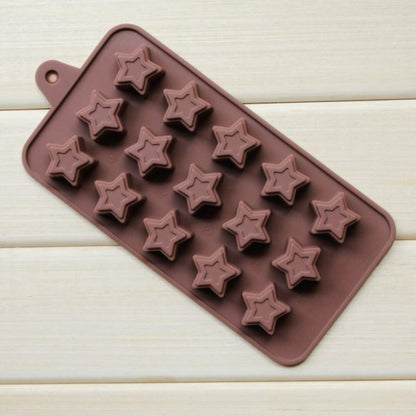 1189 Food Grade Non-Stick Reusable Silicone Star Shape 15 Cavity Chocolate Molds / Baking Trays DeoDap