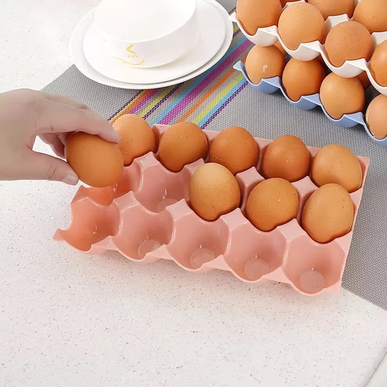 2206 Egg Trays for Storage with 15 Eggs Holder DeoDap