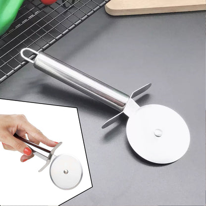 2983 Stainless Steel Pizza Cutter, Sandwich & Pastry Cake Cycle Cutter, Sharp, Wheel Type Cutter, Pack of 1 DeoDap