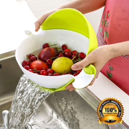 0728 Multifunctional Washing Fruits & Vegetables Basket Strainer and Detachable Drain Basket Bowl DeoDap