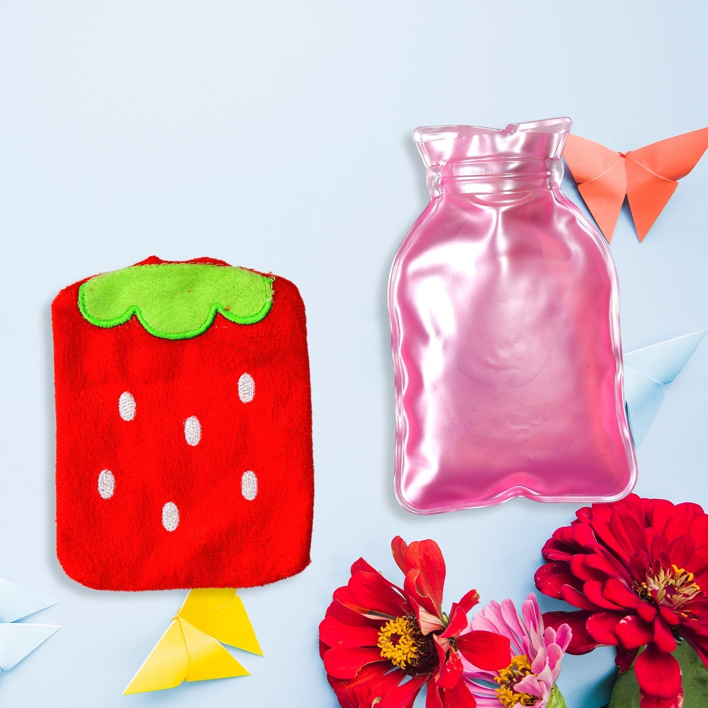 6516 Strawberry small Hot Water Bag with Cover for Pain Relief, Neck, Shoulder Pain and Hand, Feet Warmer, Menstrual Cramps. DeoDap