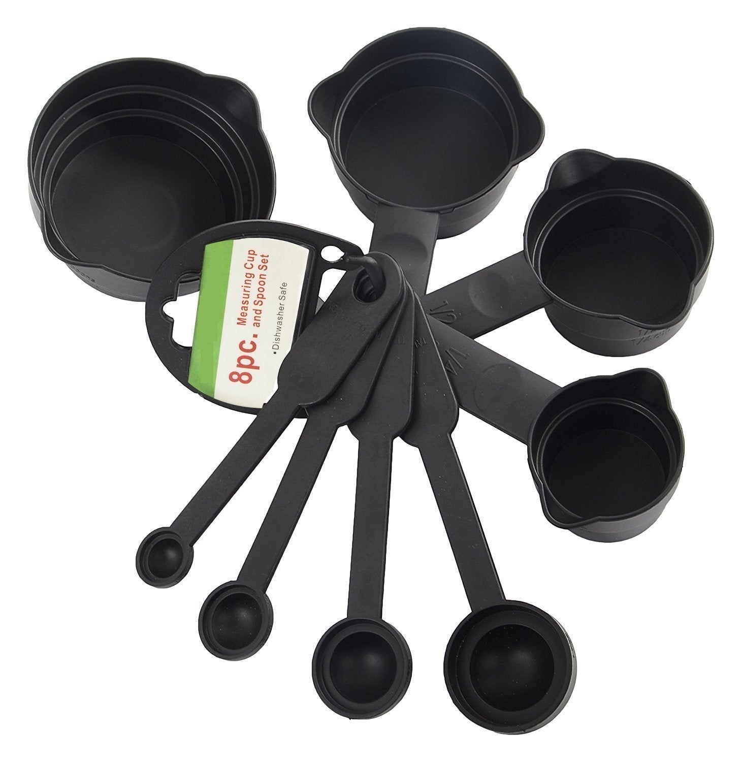 106 Plastic Measuring Cups and Spoons (8 Pcs, Black) Mishwa DeoDap