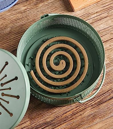 1321 Decorative Mosquito Coil Holder Mosquito Coil Container, Incense Holder Safe Burning Coil Tray for Home Patio Pool Side Outdoor, Metal Tray