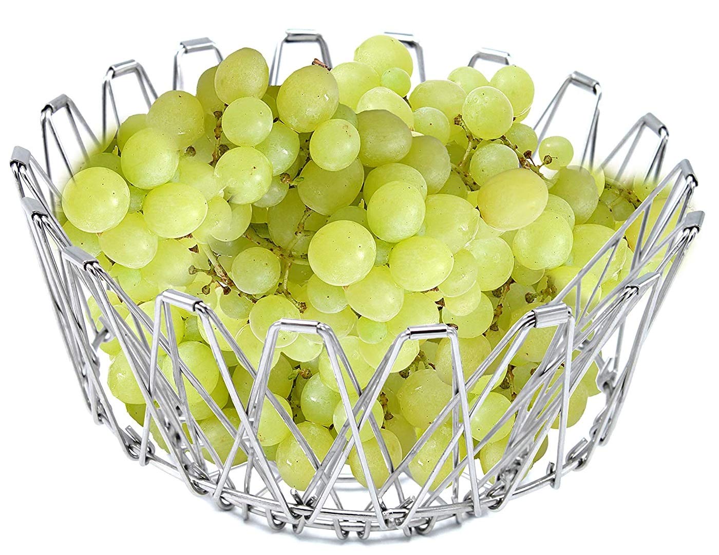 3040 Multipurpose Fruit Basket Stainless Steel Wire Bowl Foldable Basket for Vegetable / Fruits / Dining DeoDap