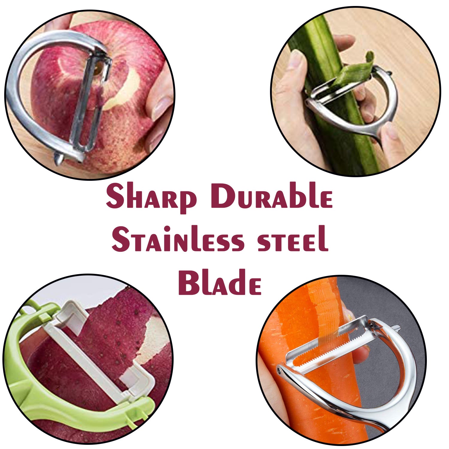 2058 Vegetable Peeler for Kitchen, Stainless Steel Potato Peeler with Sharp Blades DeoDap