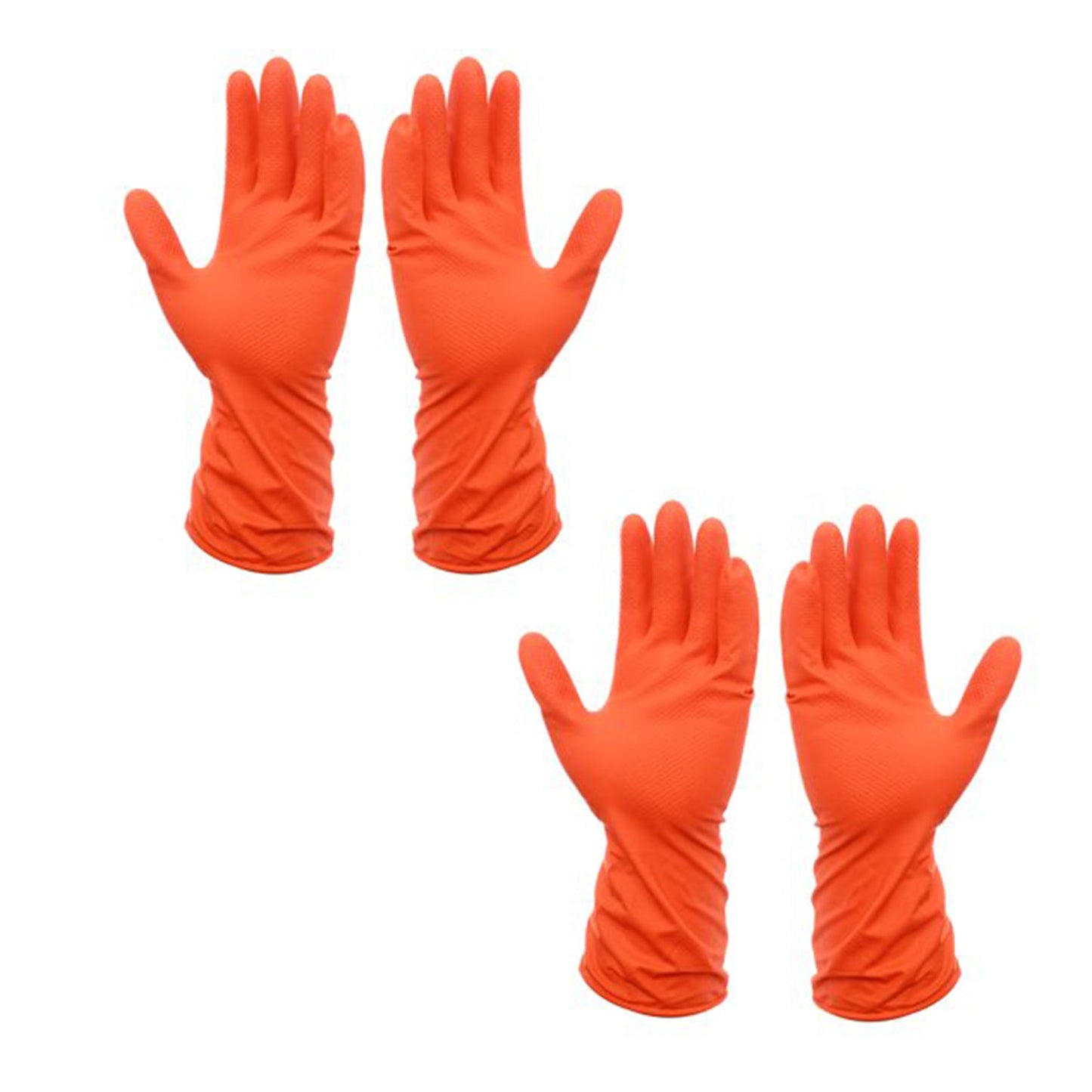 4851 2 Pair Large Orange Gloves For Types Of Purposes Like Washing Utensils, Gardening And Cleaning Toilet Etc. DeoDap