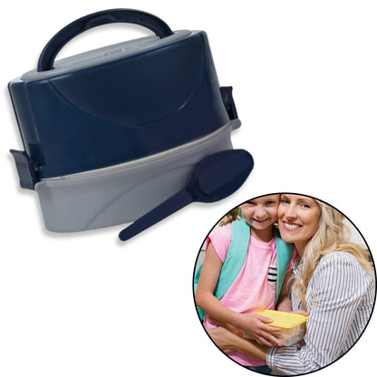 2408 BLUE CLASSIC 2 LAYER LUNCH BOX | AIRTIGHT LUNCH BOX DeoDap