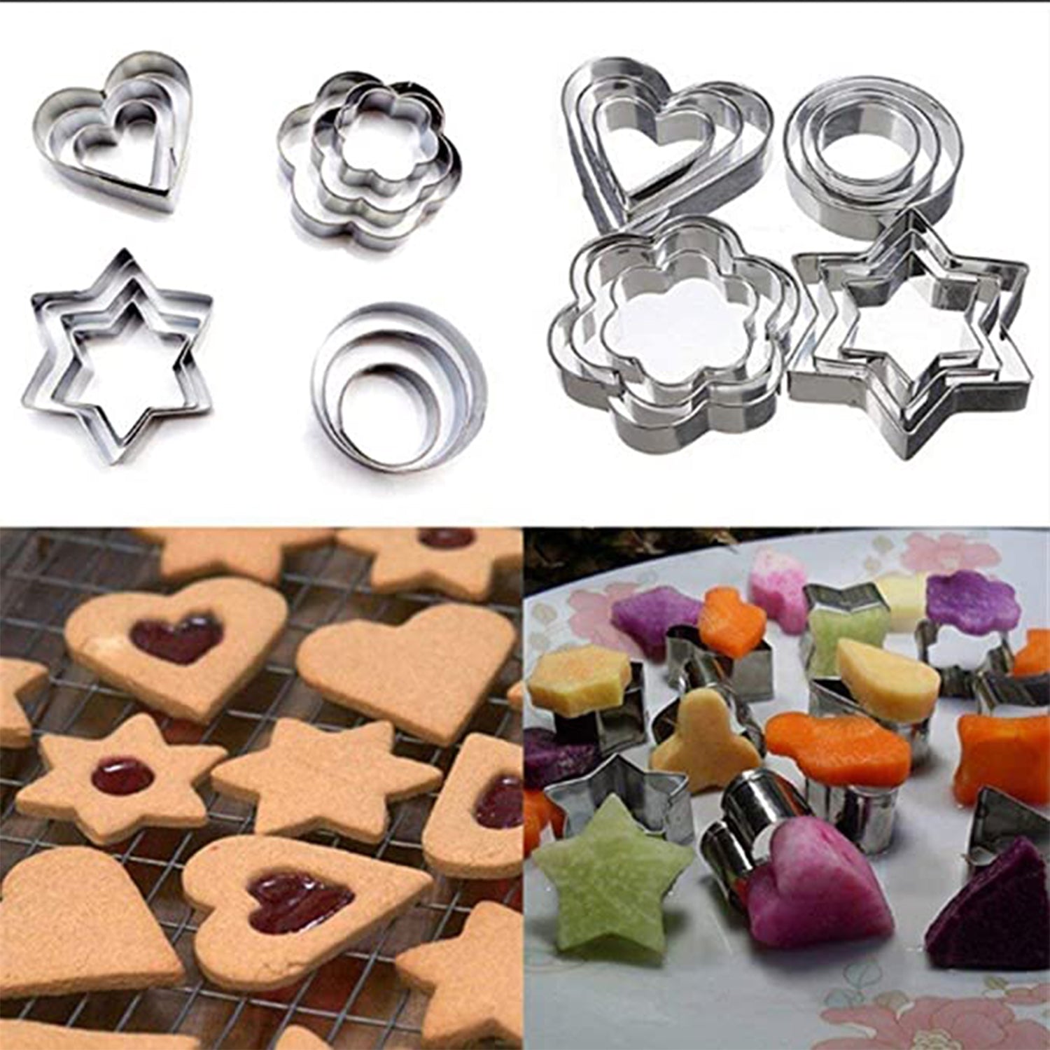 2257 Stainless Steel 4 Different Shape Cookie Cutter/ Cake Mold DeoDap