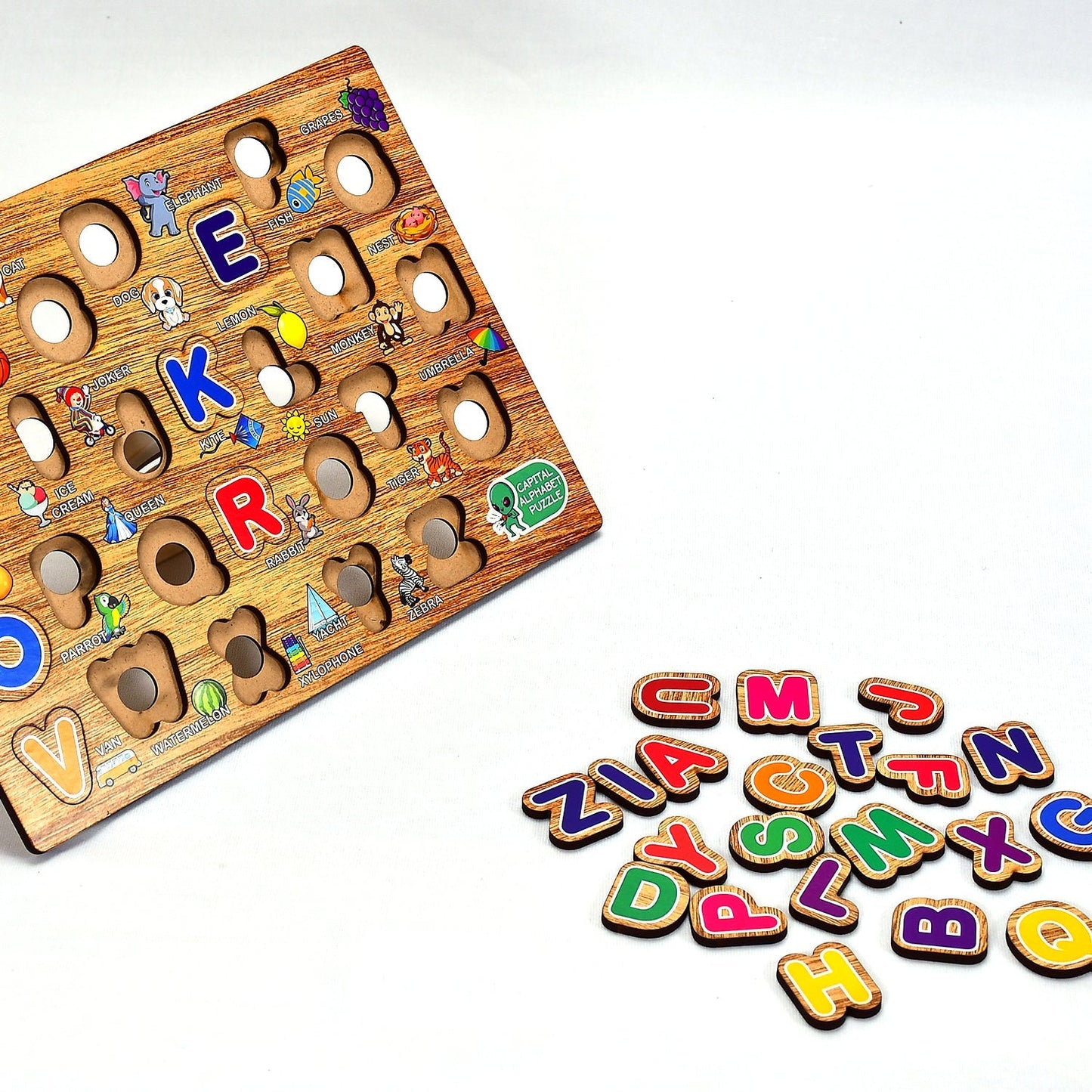 3495 Wooden Capital Alphabets Letters Learning Educational Puzzle Toy for Kids. Amd-Deodap