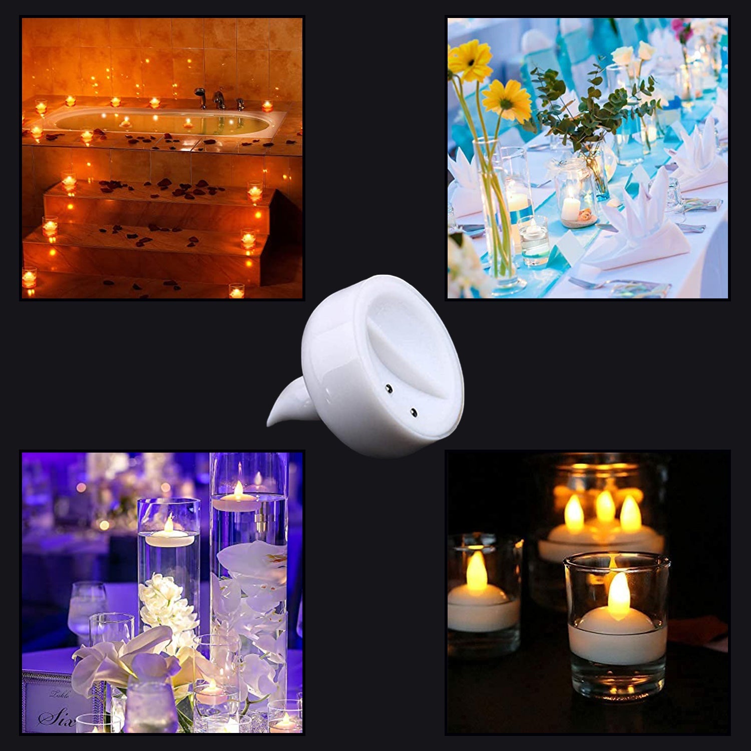 6439 Set of 12 Flameless Floating Candles Battery Operated Tea Lights Tealight Candle - Decorative, Wedding. DeoDap