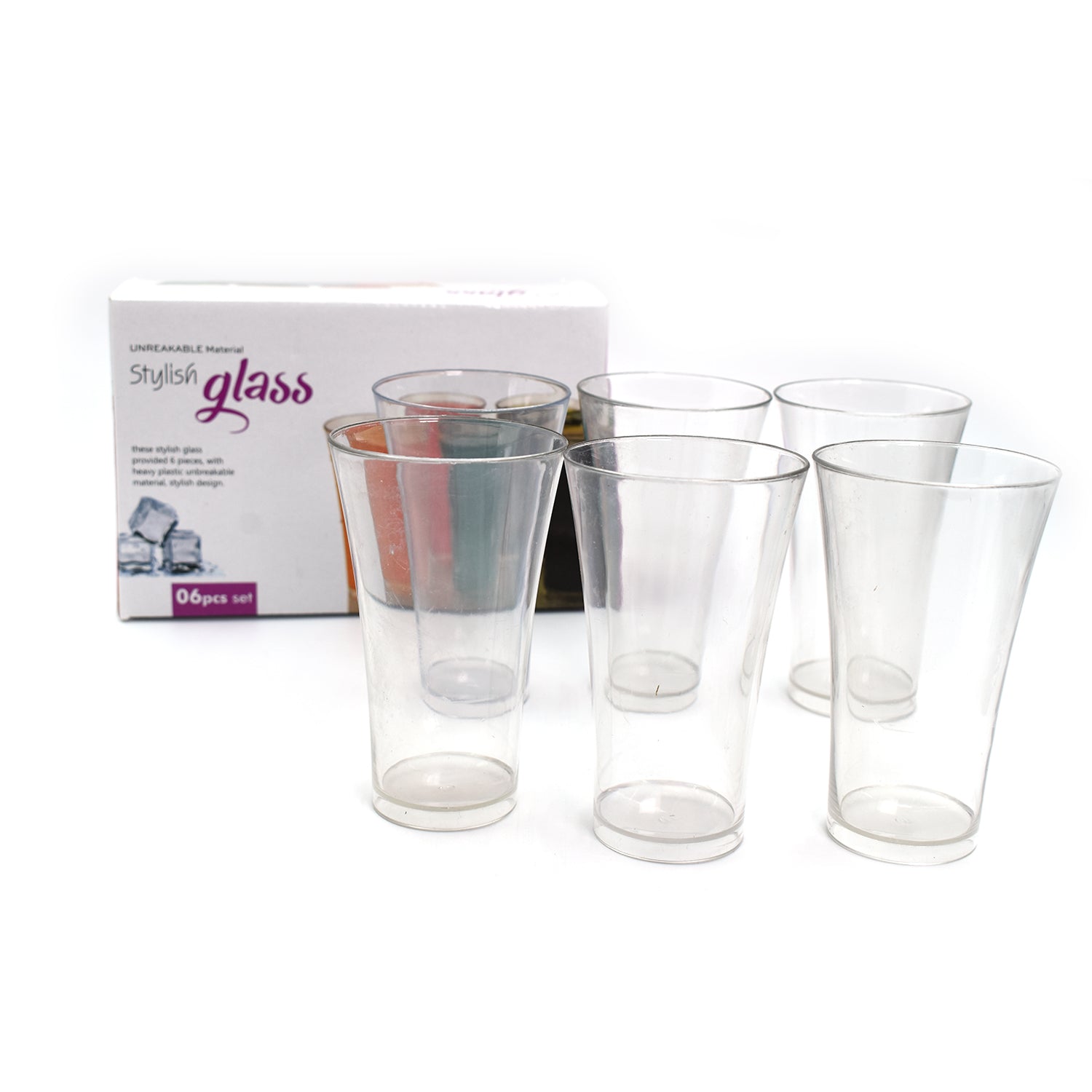 2849 Drinking Glass Juice Glass Water Glass Set of 6 Transparent Glass DeoDap