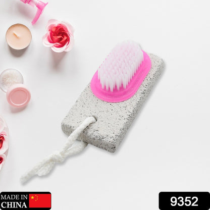 9352 Hand and Foot Brush with pumice stone to Remove Dead Skin & Callus Stone Foot Scrubber Pedicure Brush For Dead Skin