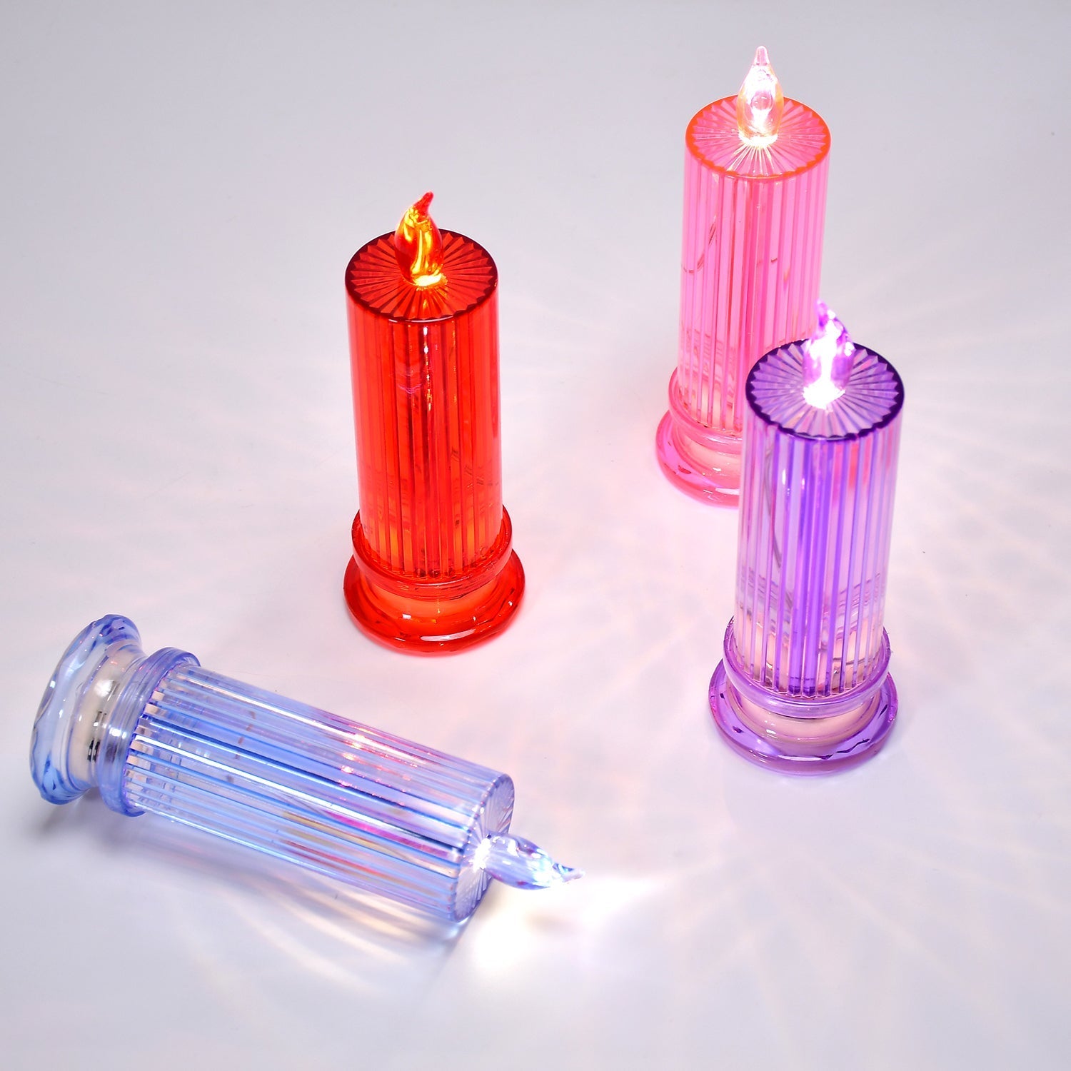 6244 Big Simple Candles for Home Decoration, Crystal Candle Lights (Multicolor) DeoDap