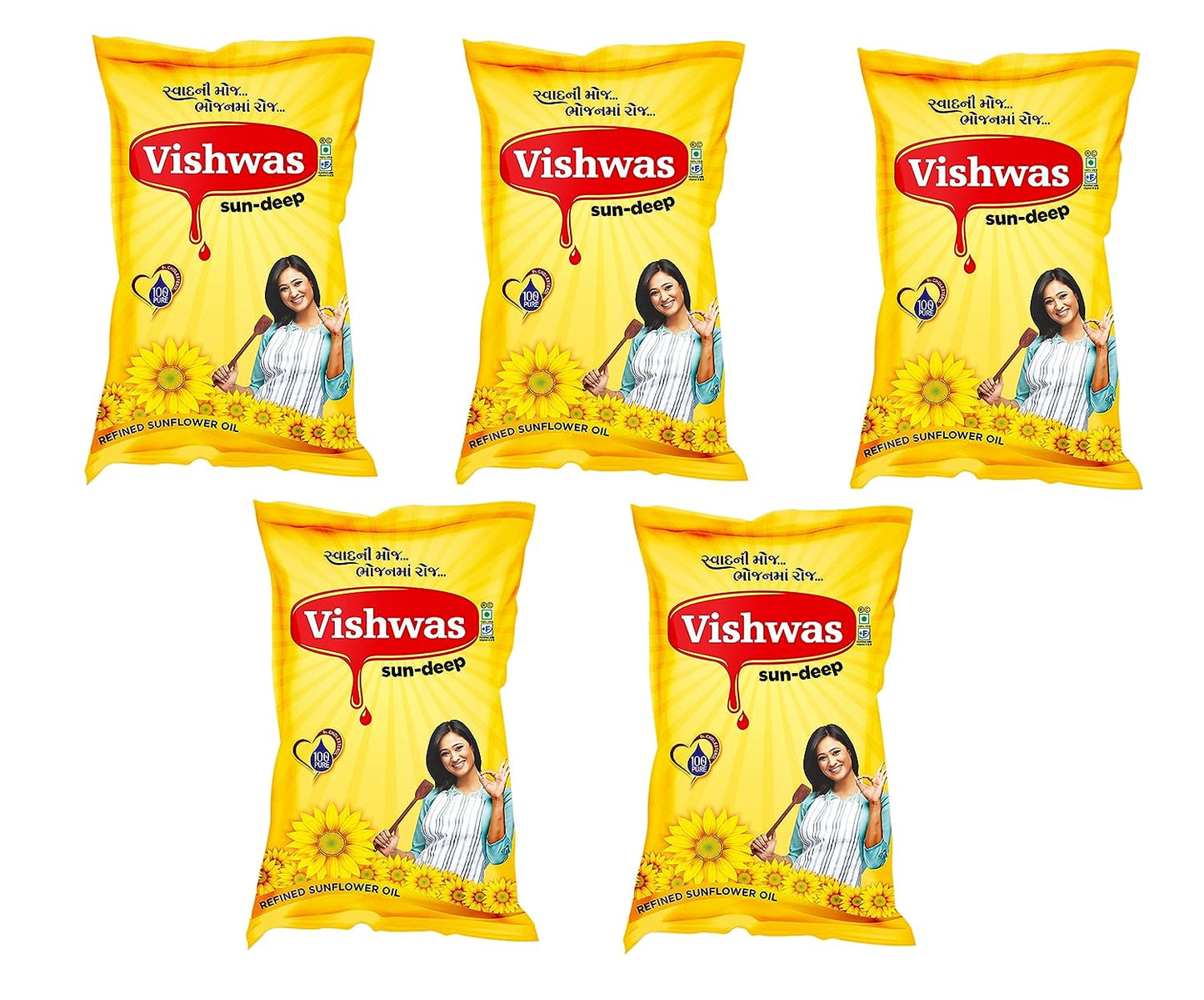 5994A Vishwas Sunflower Oil Jar & Pouch | Refined Sunflower Oil 100% Natural and Pure Sunflower Cooking Oil