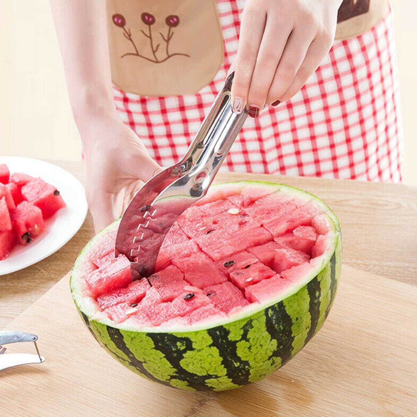 2981 Watermelon Cantaloupe Slicer Stainless Steel Knife Corer Fruit Vegetable - Tools Kitchen Gadgets Melon Slicer Cutter Melon Fruit DeoDap