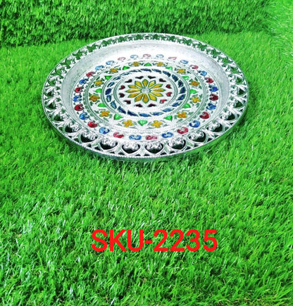 2235 Silver Plated Pooja Thali DeoDap