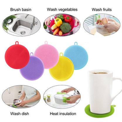 1344 Silicone Dish Scrubber Sponge Mildew Free, Non Stick, Heat Resistant DeoDap