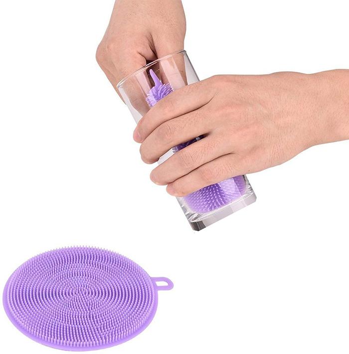 1344 Silicone Dish Scrubber Sponge Mildew Free, Non Stick, Heat Resistant DeoDap