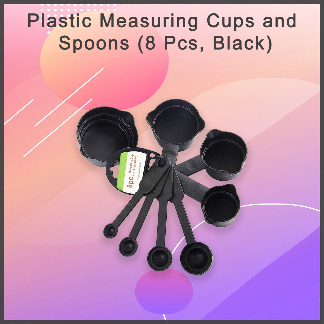 106 Plastic Measuring Cups and Spoons (8 Pcs, Black) Mishwa DeoDap